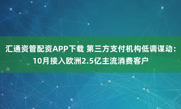 汇通资管配资APP下载 第三方支付机构低调谋动：10月接入欧洲2.5亿主流消费客户